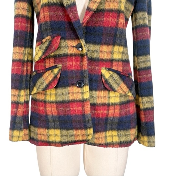 Vintage G.J. Forbes Tartan Plaid Faux Fur Blazer Jacket Size Small - Picture 6 of 12